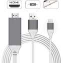 Multifuctionele 8 Pins Lightning naar HDMI FULL HD Kabel + USB 3.0 (power delivery) - Hub – Apple Iphone/Ipad - Wit/Grijs