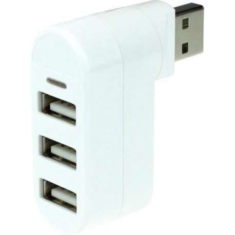 Draaibare 3 Poorts USB Hub / Switch / Splitter / Verdeler - Plug & Play - Wit