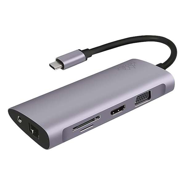 USB-c hub naar HDMI - Mini Jack (AUX) - SD - TF - USB 3.0 & VGA poort