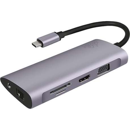 USB-c hub naar HDMI - Mini Jack (AUX) - SD - TF - USB 3.0 & VGA poort