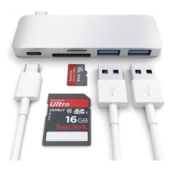 USB-C hub met 2x USB en SD slot geschikt voor MacBook