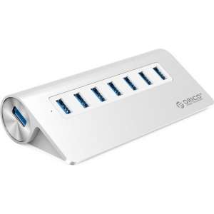 Orico USB 3.0 Hub  7x USB 3.0 poorten - Aluminium - Zilver