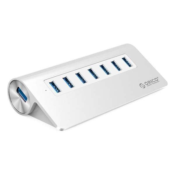 Orico USB 3.0 Hub  7x USB 3.0 poorten - Aluminium - Zilver