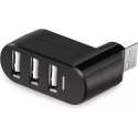 LOUZIR Draaibare 3 Poorts USB Hub / Switch / Splitter / Verdeler - Plug & Play - Zwart