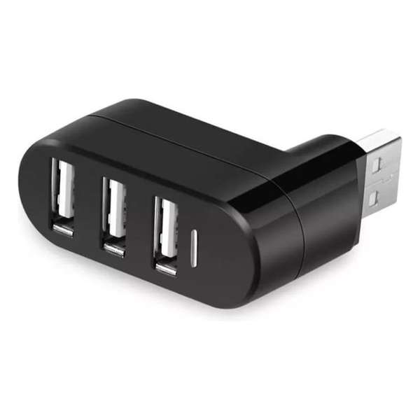 LOUZIR Draaibare 3 Poorts USB Hub / Switch / Splitter / Verdeler - Plug & Play - Zwart