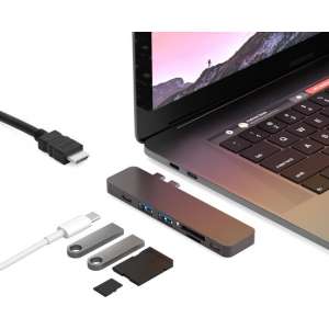 iMounts USB-C hub Macbook Air/Pro - HDMI - Thunderbolt 3 - Space Gray