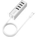 HOCO HB1 USB-C naar 4-Poort USB 2.0 Hub Zilver