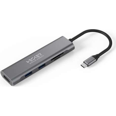 USB C Hub / Multipoort Adapter - 5 in 1 - HDMI 4k - 2x USB 3.0 - TF/SD Kaart Lezer - USB-C - Type C