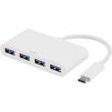 DELTACO USBC-HUB1 USB-C naar 4 x USB 3.1 HUB 5 Gbps wit