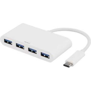 DELTACO USBC-HUB1 USB-C naar 4 x USB 3.1 HUB 5 Gbps wit