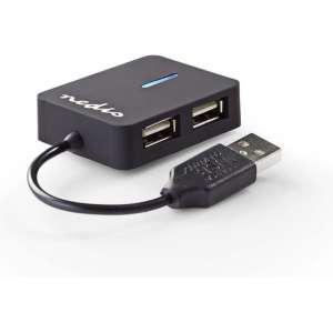 Nedis compacte USB hub met 4 poorten - USB2.0 - busgevoed / zwart - 0,10 meter