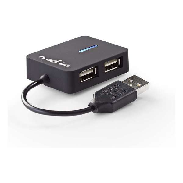 Nedis compacte USB hub met 4 poorten - USB2.0 - busgevoed / zwart - 0,10 meter