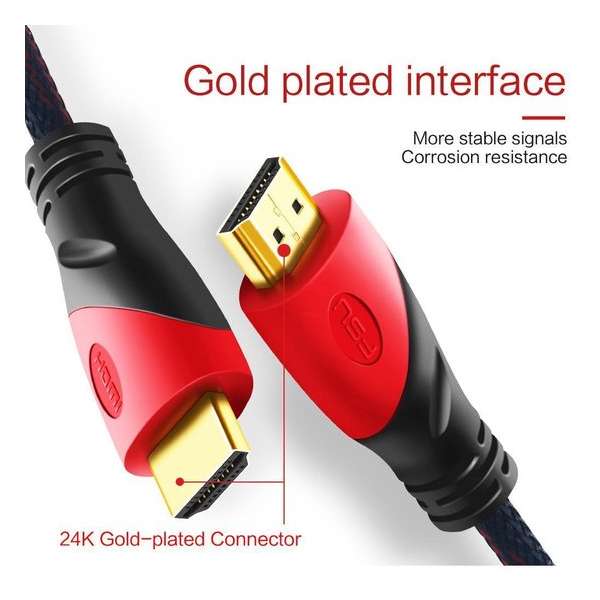 HDMI Cable Video Cables Gold Plated 1080P 15 meter with Nylon Mesh Cable