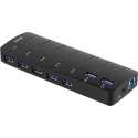 Deltaco UH-723, 7-Poorts USB 3.0 hub Windows, Linux, macOS met voeding (4A) en 1 meter kabel