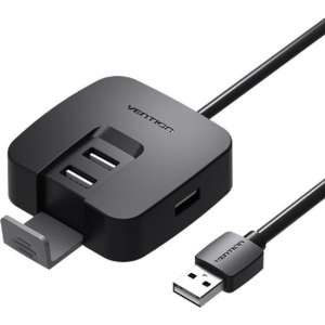 Vention USB 2.0 Hub 4 poorten Telefoonhouder USB Splitter Adapter - 50cm Kabel - Zwart