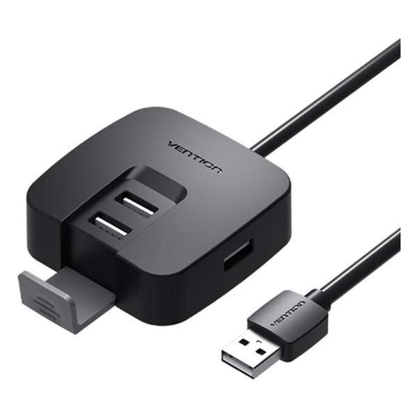 Vention USB 2.0 Hub 4 poorten Telefoonhouder USB Splitter Adapter - 50cm Kabel - Zwart