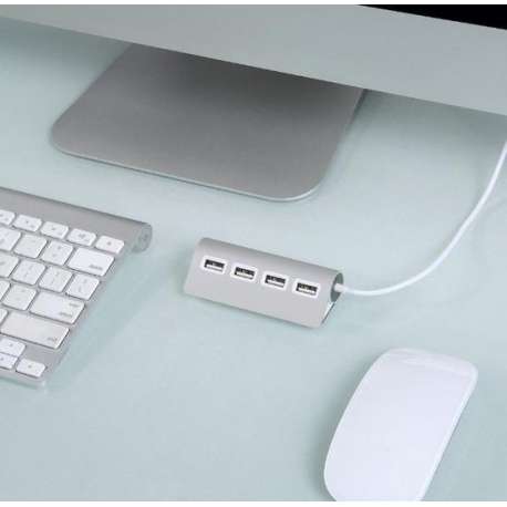 Zilver - 4 Poorts USB Hub  - Voor apple Macbook - Imac - Mac Style - Geschikt voor Windows, Linux en Mac OS - stijlvol design