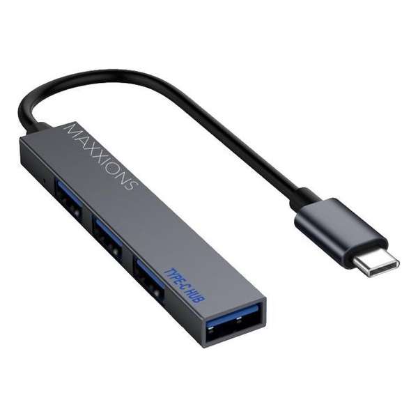 USB-C Type C naar 4x USB 2.0 Splitter/Converter/Adapter/Hub/Dock - Aluminium - Grijs/Space Grey