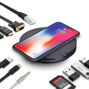 USB-C Hub met 11 poorten, HDMI & VGA en Draadloos Opladen iPhone