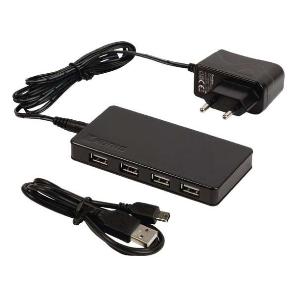 4-Port Hub USB 2.0 Powered Black