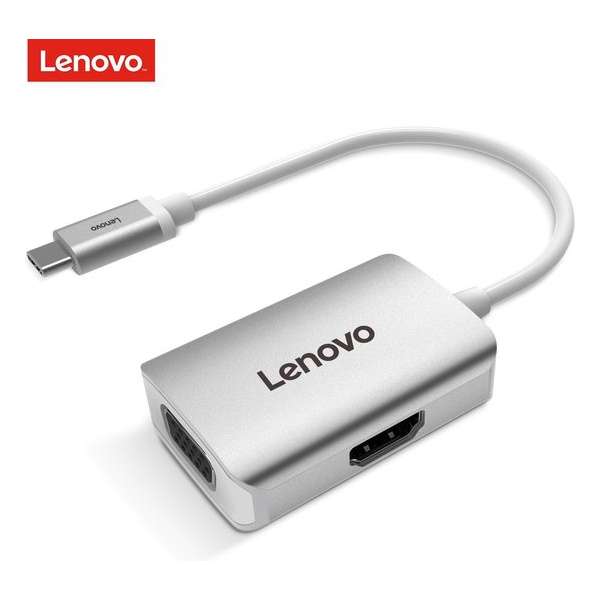 Lenovo USB-C Hub 4K HDMI en VGA - Aluminium - Zilver