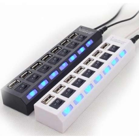 USB stekker verlengsnoer  7 x poort  usb 2.0 wit hub