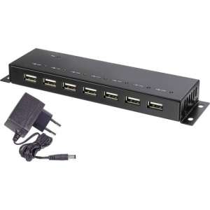 Renkforce 7 poorten USB 2.0 hub Met metalen behuizing, Voor wandmontage Zwart