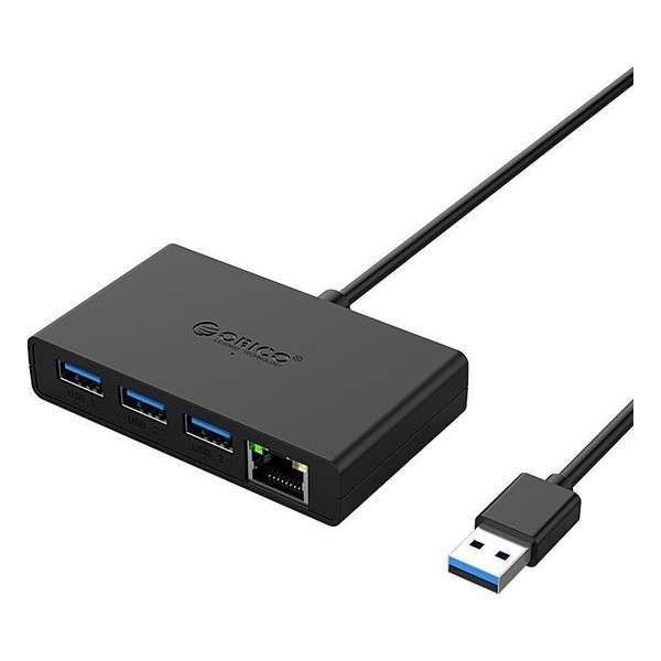 Orico USB 3.0 hub met 3 USB-A poorten en Gigabit Ethernet poort