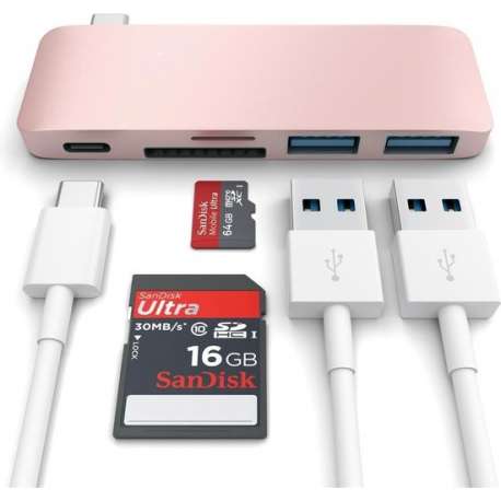 Satechi Type-C USB Passthrough HUB - Rose Gold