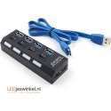 USB 3.0 Hub Splitter | USB verlenger |USB Super-Speed | Schakelaar per poort | 4-poorts