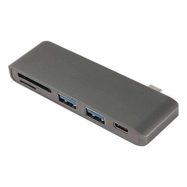 XIB USB-C Hub naar USB en cardreader / 1x USB-C / 2x USB 3.0 / 1x MicroSD / 1x SD / Spacegrey - Grijs