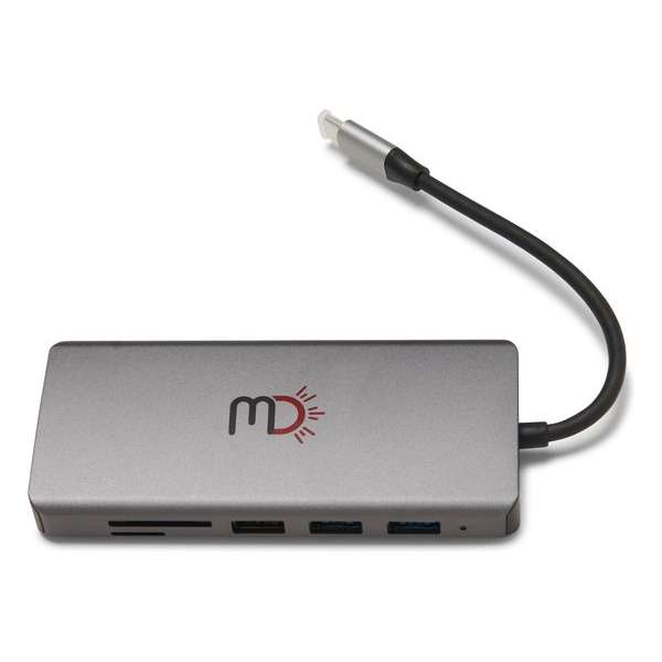 MasterDeals - USB C Hub - 11 in 1 - Oplader - HDMI - Chromebook - HP laptop - Asus laptop - Apple - 12x5x1.5 - Grijs