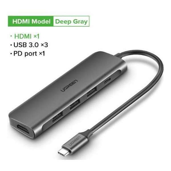 Ugreen USB-C Docking Station Hub - HDMI 4K, USB-C en 3x USB 3.0 - MacBook (Thunderbolt 3) en Laptops