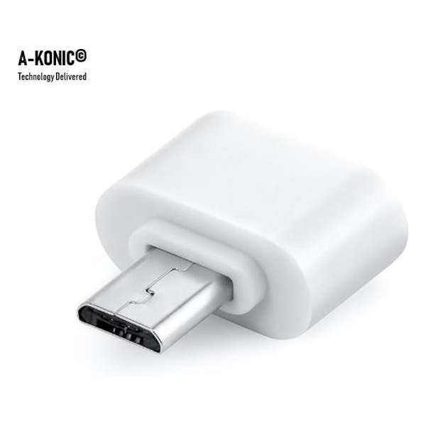 A-Konic© Set van 2 stuks | verloop adapter USB-adapter naar Micro-usb | Opzetstuk | USB to Micro usb Converter | Wit