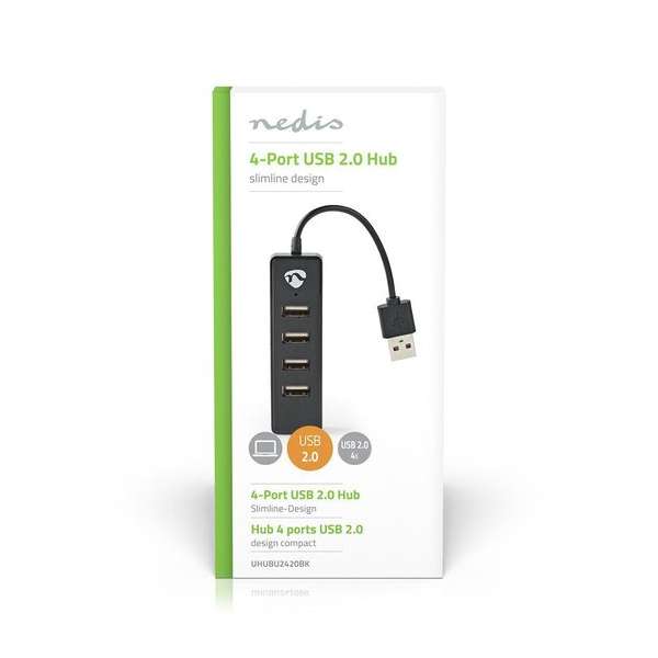 USB Hub - 4-Port - USB 2.0 - Zwart