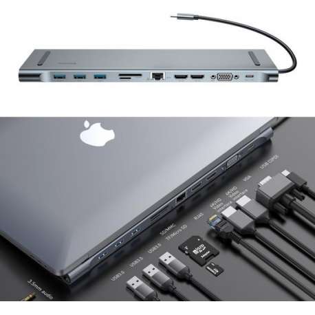 Baseus USB-C 11-in-1 Smart Hub Station voor notebooks en macbook