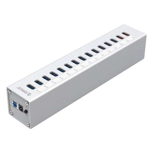 Orico - Aluminium multi USB 3.0 hub met 15 poorten en extra stroom adapter 13x USB 3.0 en 2X USB Charging - Zilver