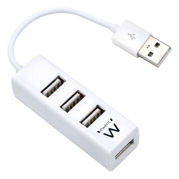 Ewent USB hub met 4 poorten - USB2.0 - busgevoed / wit - 0,10 meter