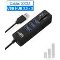 Usb Hub- 3.0 Multi- Usb Splitter- 3.0 Hub -3  Poorten -Hab Micro -Tf/Sd-kaart reader -Hoge Snelheid -Zwart