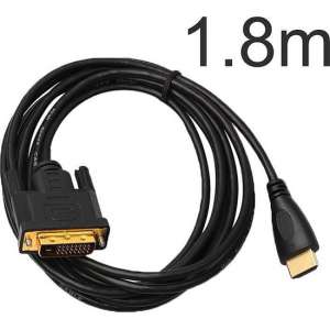 Gold-Plated HDMI naar DVI Kabel Adapter - Verloopkabel Converter Omvormer - Full HD 1080P Compatible - 1,8 Meter