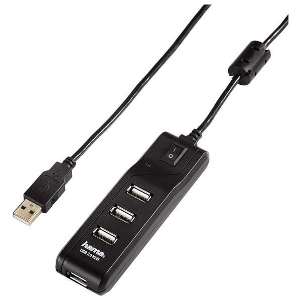 Hama "On/Off switch" USB 2.0 Hub 1:4, bus powered, zwart