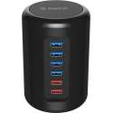 Orico - 4 poorts USB 3.0 Tower Hub met 2x Smart Charger Oplader incl 1m USB 3.0 kabel - geschikt voor iMac Pro / Windows - zwart