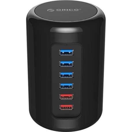 Orico - 4 poorts USB 3.0 Tower Hub met 2x Smart Charger Oplader incl 1m USB 3.0 kabel - geschikt voor iMac Pro / Windows - zwart