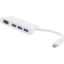 DELTACO USBC-HUB101 USB-C naar VGA 1080p 60Hz en 3 x USB 3.1 Gen.1 Hub adapter wit