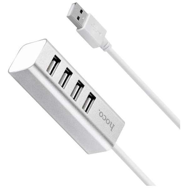 Hoco USB HUB met 4 poorten Zilver