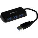 Draagbare 4-poorts SuperSpeed USB 3.0 hub – zwart