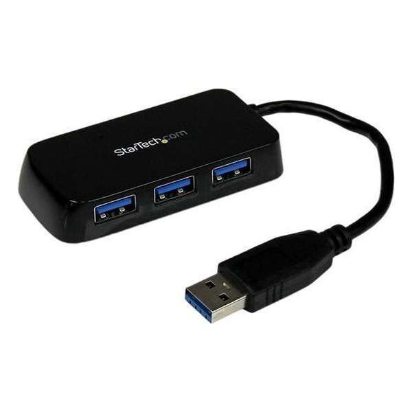 Draagbare 4-poorts SuperSpeed USB 3.0 hub – zwart