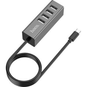 HOCO HB1 USB-C naar 4-Poort USB 2.0 Hub Grijs