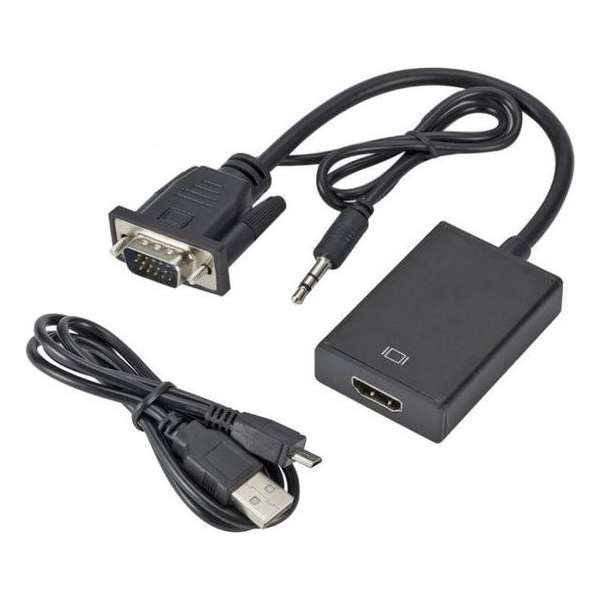 DrPhone VHA VGA Male naar HDMI Female Converter Adapter - 1080P - Audio Video Kabel Converter – Zwart