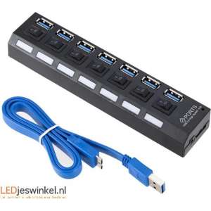 USB 3.0 Hub Splitter | USB verlenger |USB Super-Speed | Schakelaar per poort | 7-poorts